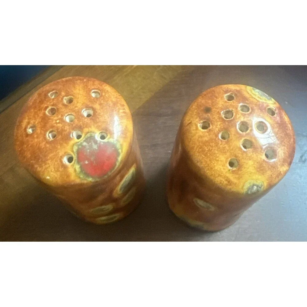 VTG Studio Pottery Salt Pepper Shakers Handmade Stoneware Retro Kitchen Boho MCM